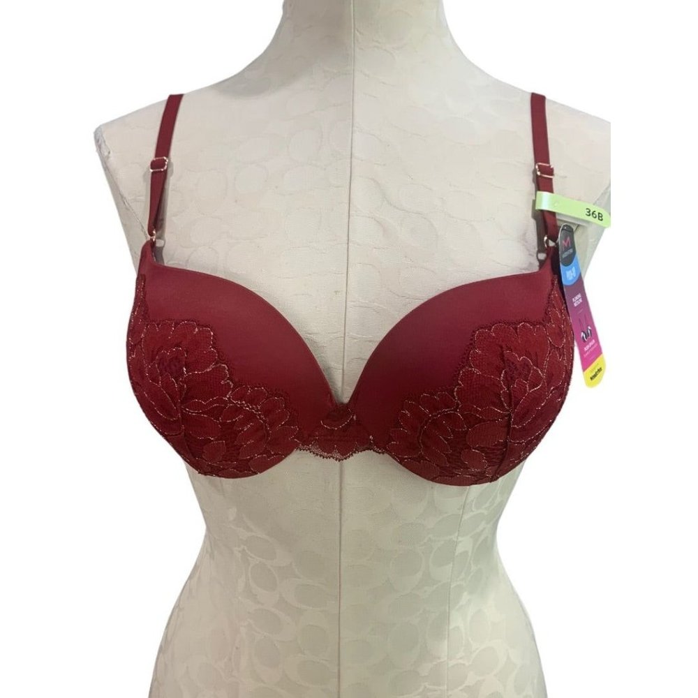 36B Maidenform Bra DM9900 Push-Up‎ Plunging Neckline Bra Padded Underwire New